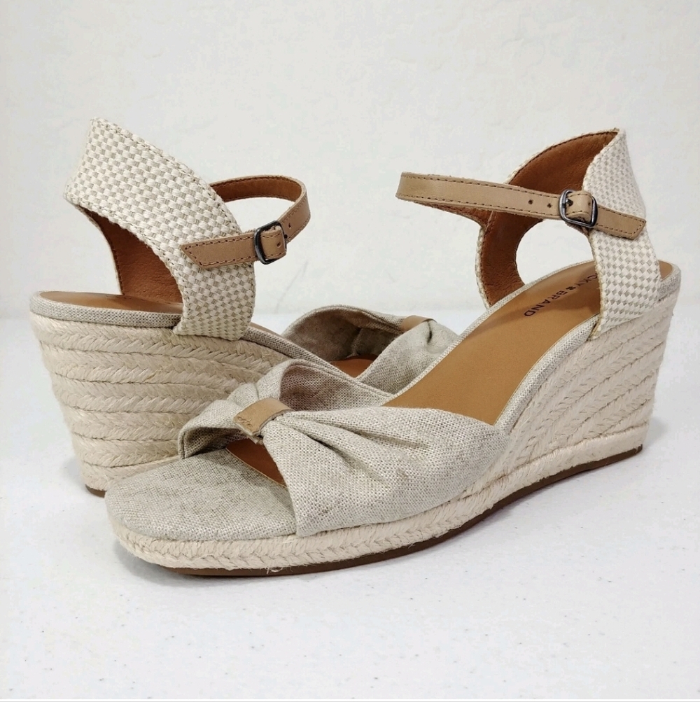 Lucky Macrimay Tan Wedge Espadrille  Sandal NWOT Boho Gift Holiday Neutral Party